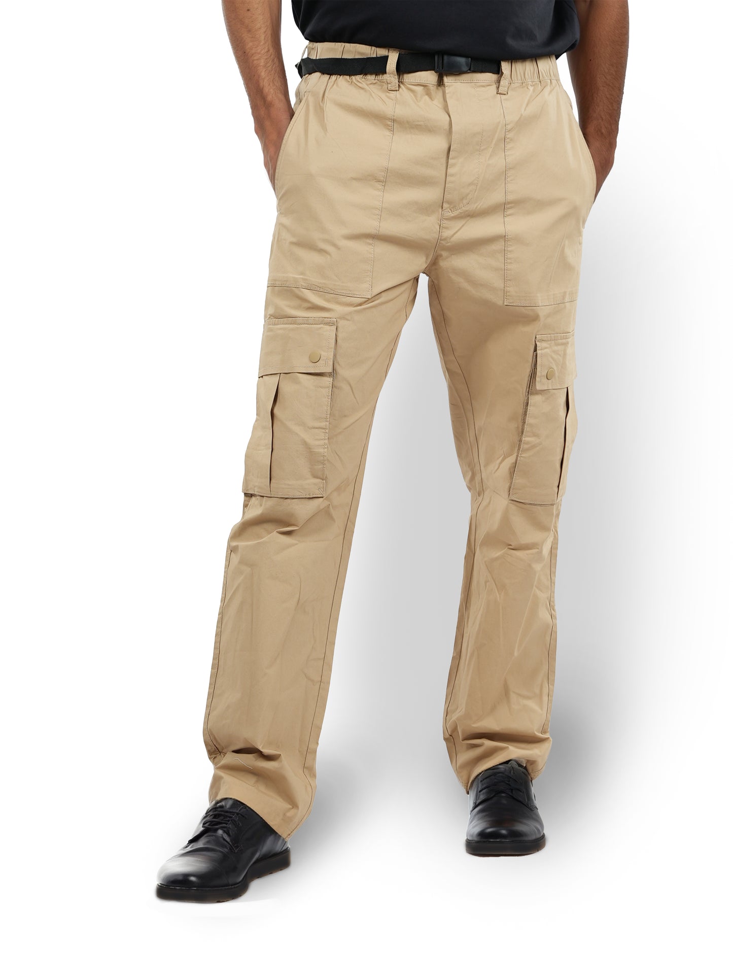 Celio* Cotton-Blend Straight Fit Beige Trousers