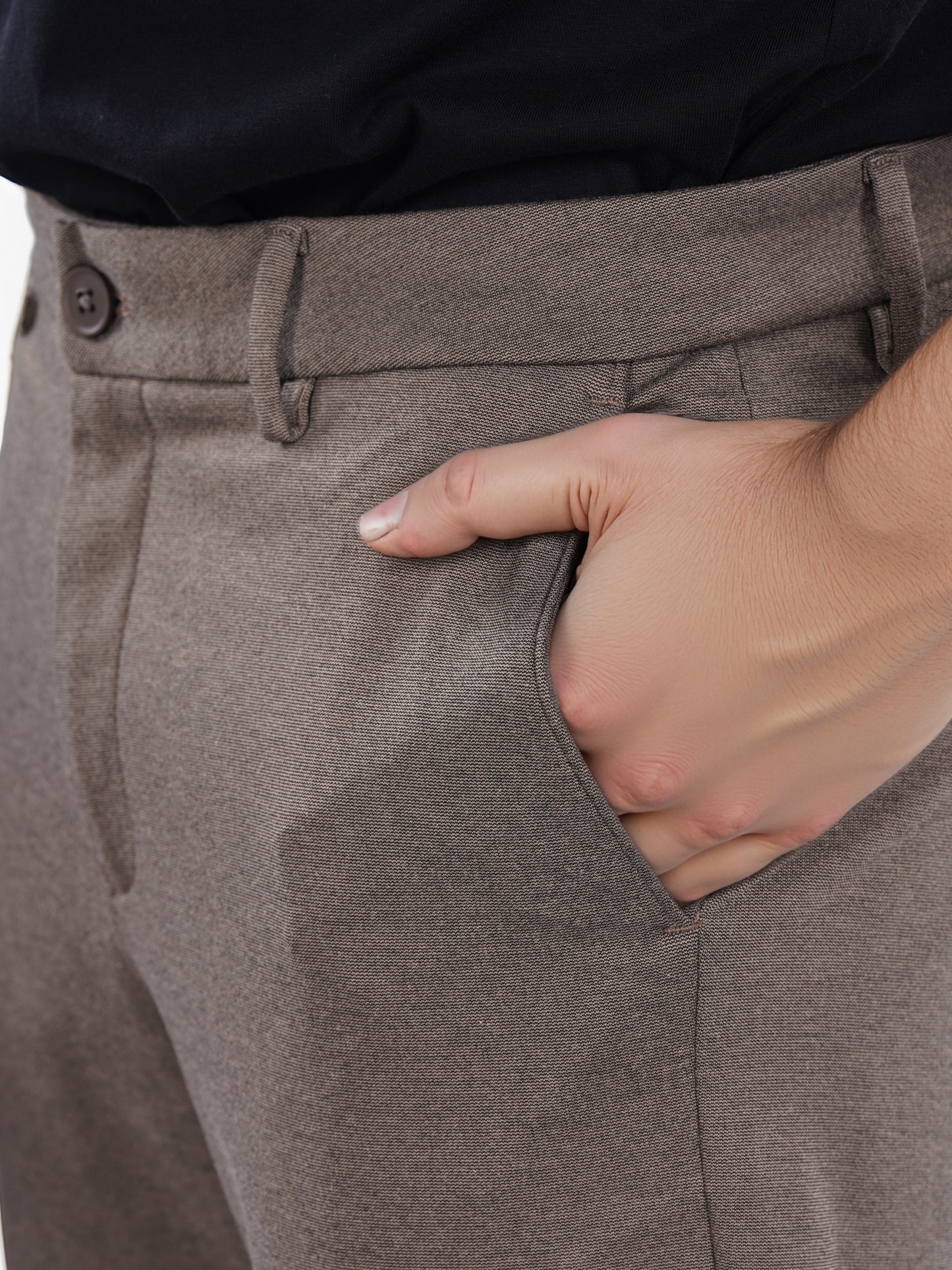 Celio* Poly-Blend Regular Fit Beige Trousers