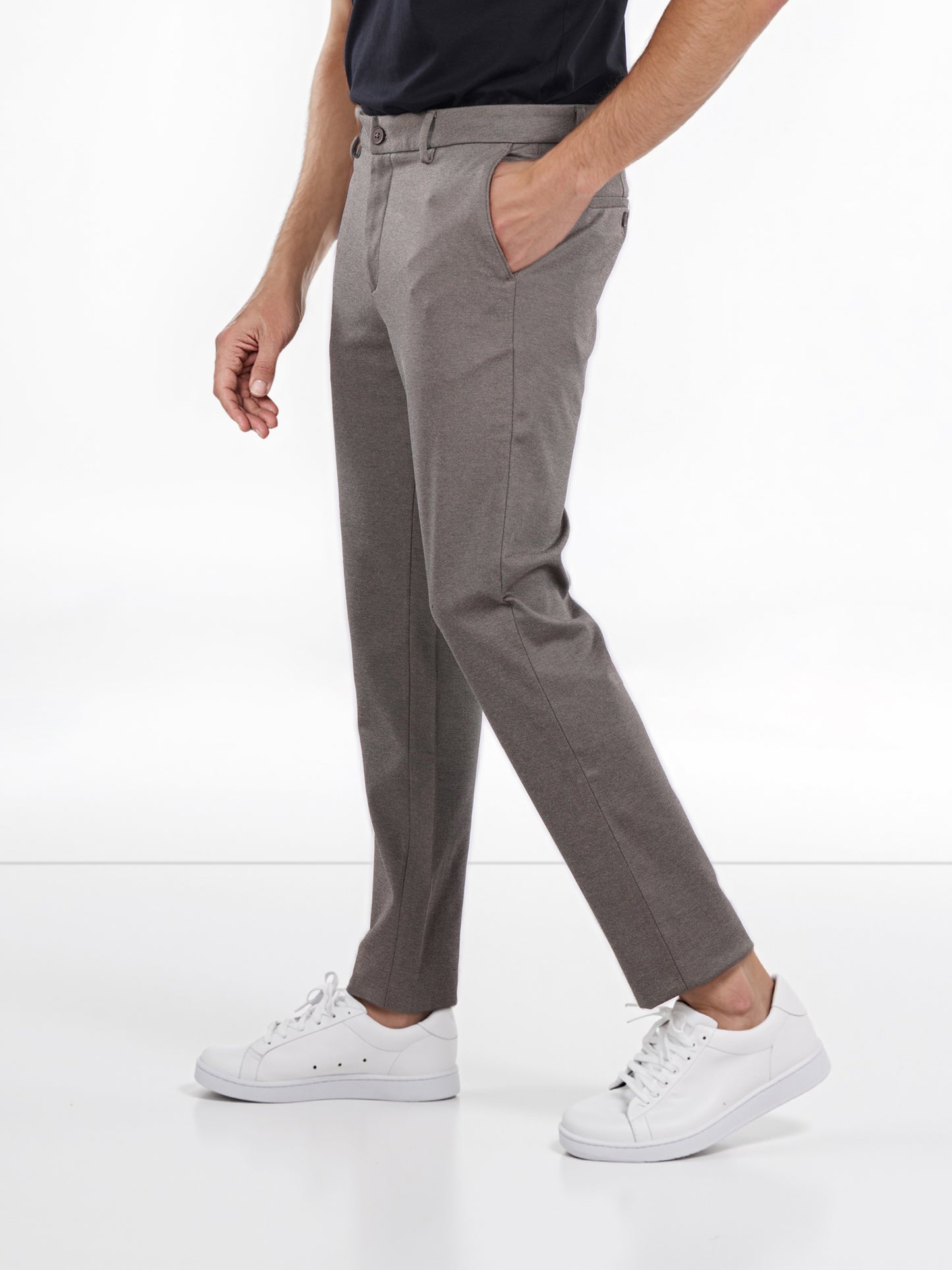 Celio* Poly-Blend Regular Fit Beige Trousers