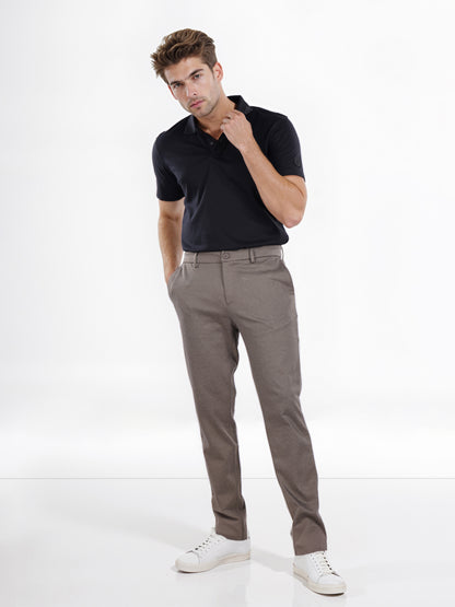 Celio* Poly-Blend Regular Fit Beige Trousers