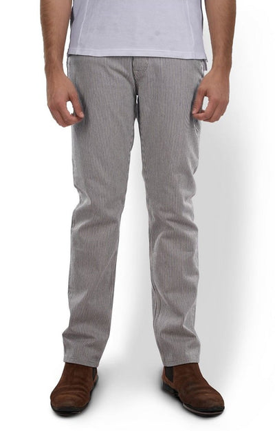 Celio Men Grey Striped Regular Fit Cotton Jeans