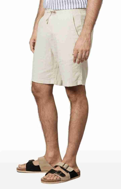 Beige Regular Fit Shorts