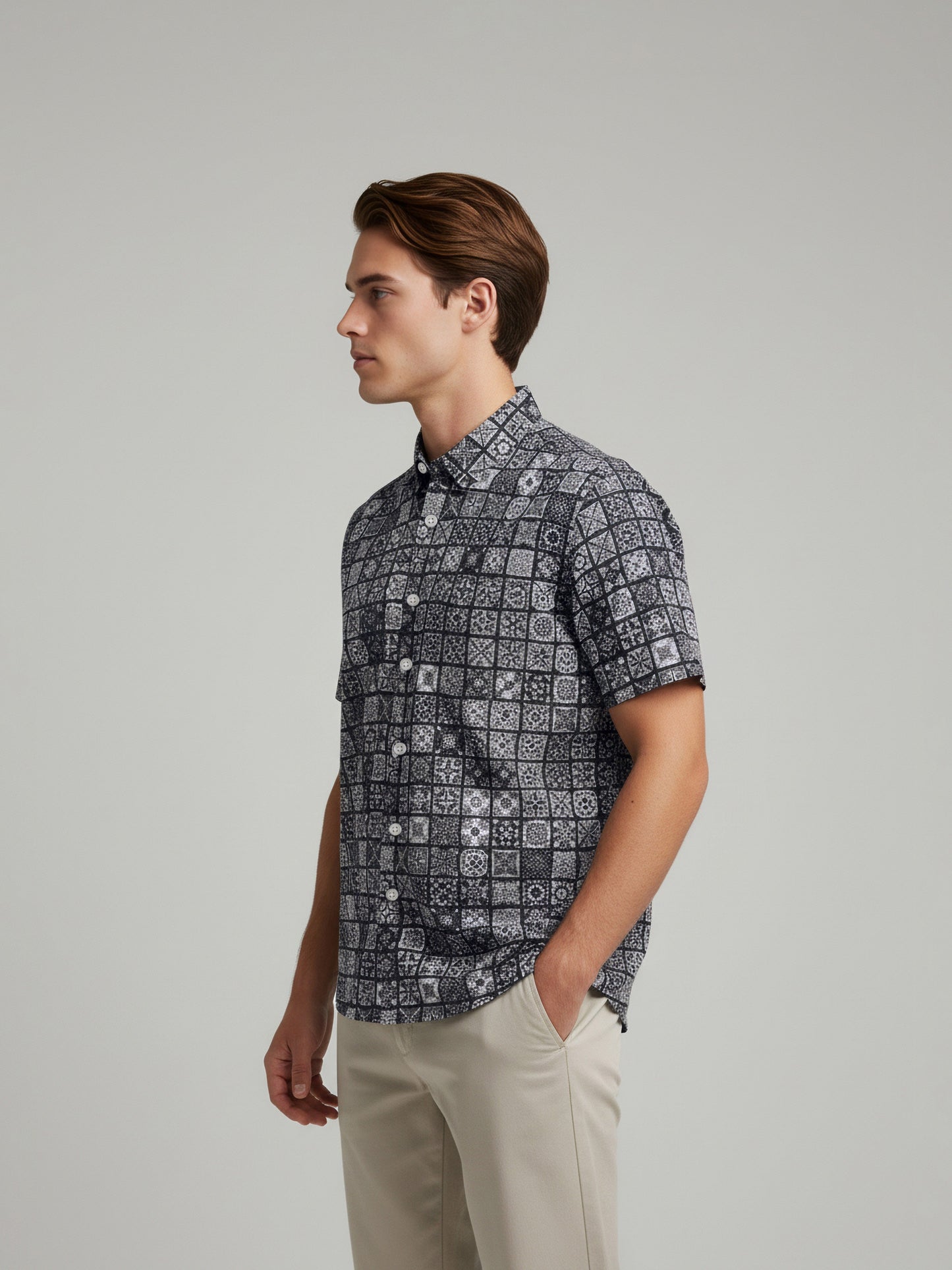 Celio* Men Grey Printed Regular Fit Polyester Shirts