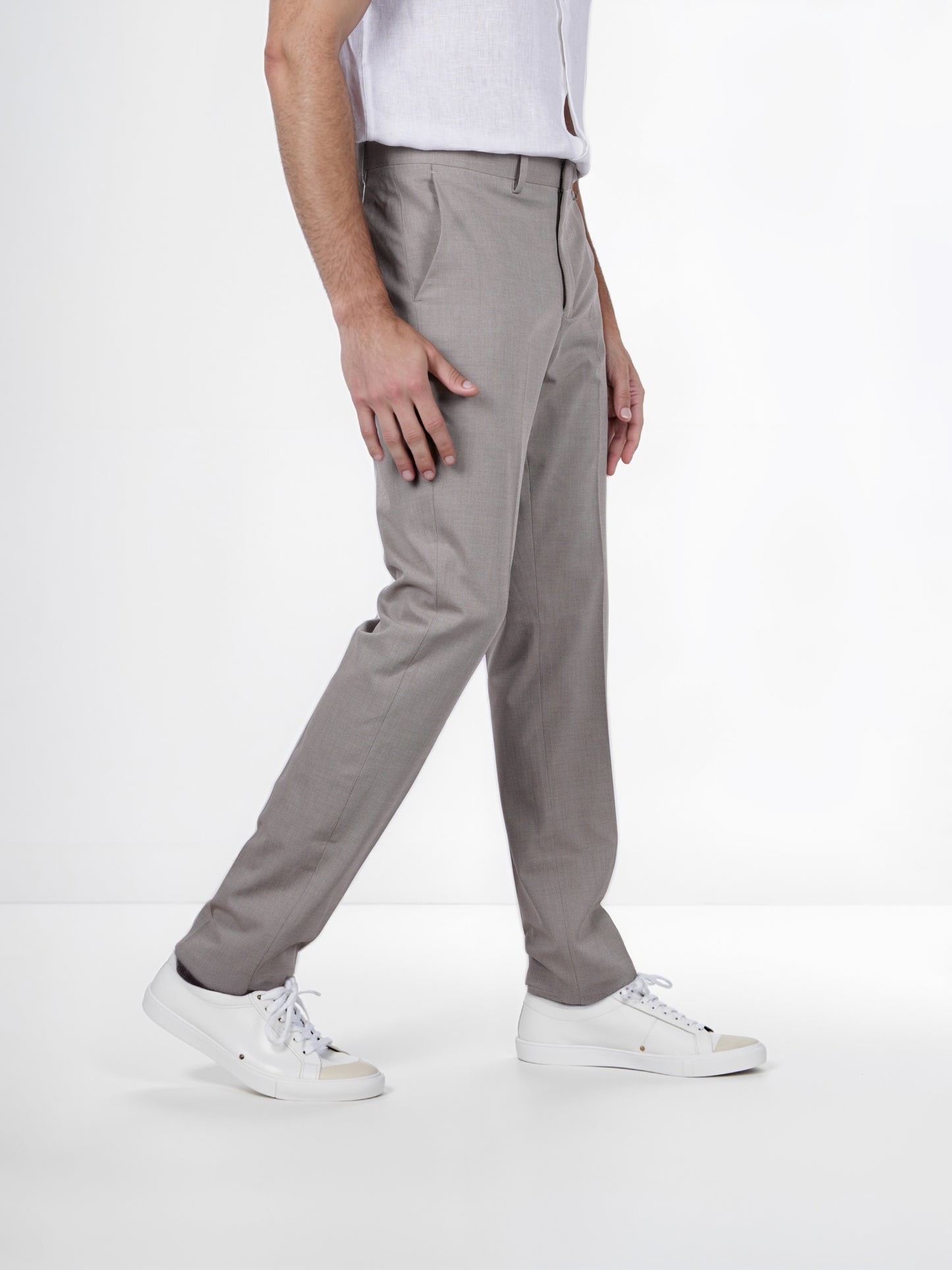 Celio* Poly-Blend Regular Fit Beige Trousers