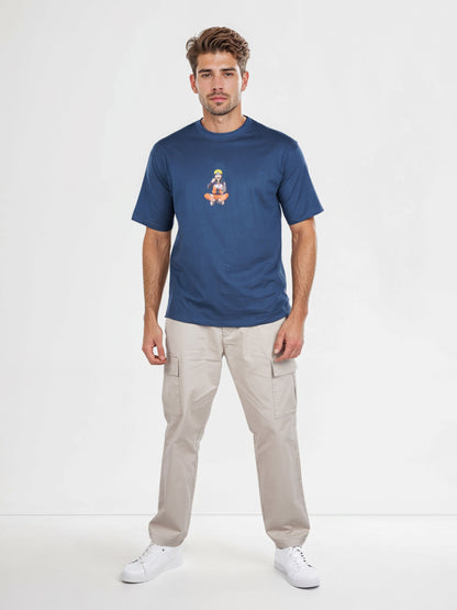 Celio* Naruto Regular Fit Cotton Blue T-Shirt