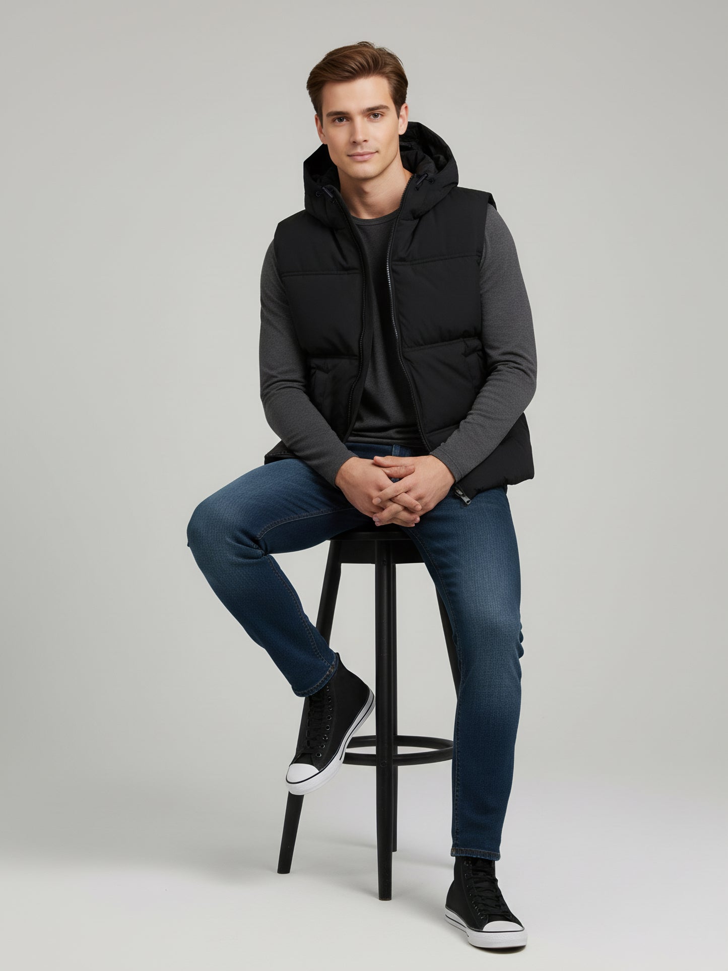 Celio* Men Black Solid Regular Fit Polyester Jackets