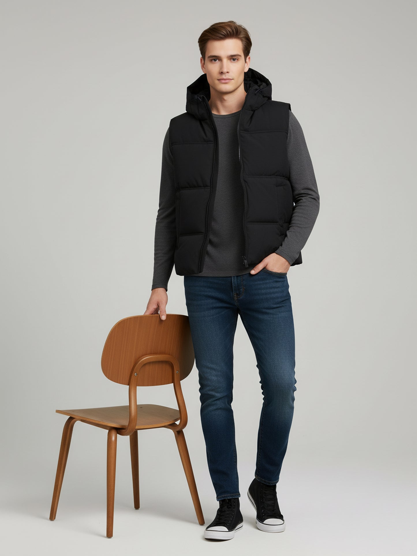 Celio* Men Black Solid Regular Fit Polyester Jackets