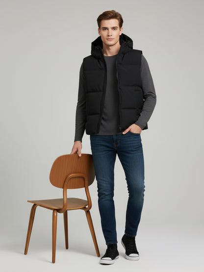 Celio* Men Black Solid Regular Fit Polyester Jackets