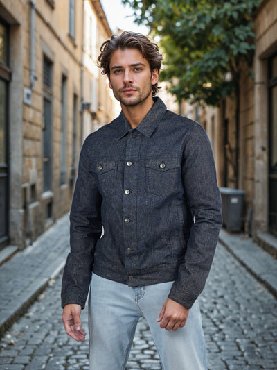 Celio* Solid Regular Fit Cotton-Blend Grey Jacket