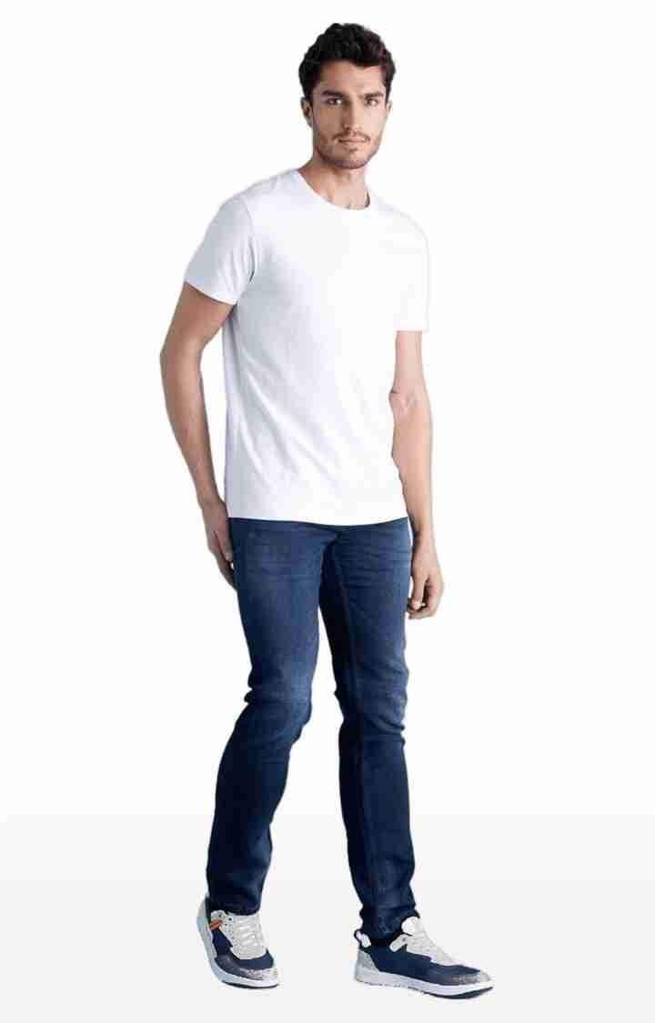 Navy Blue Straight Slim Fit Jeans