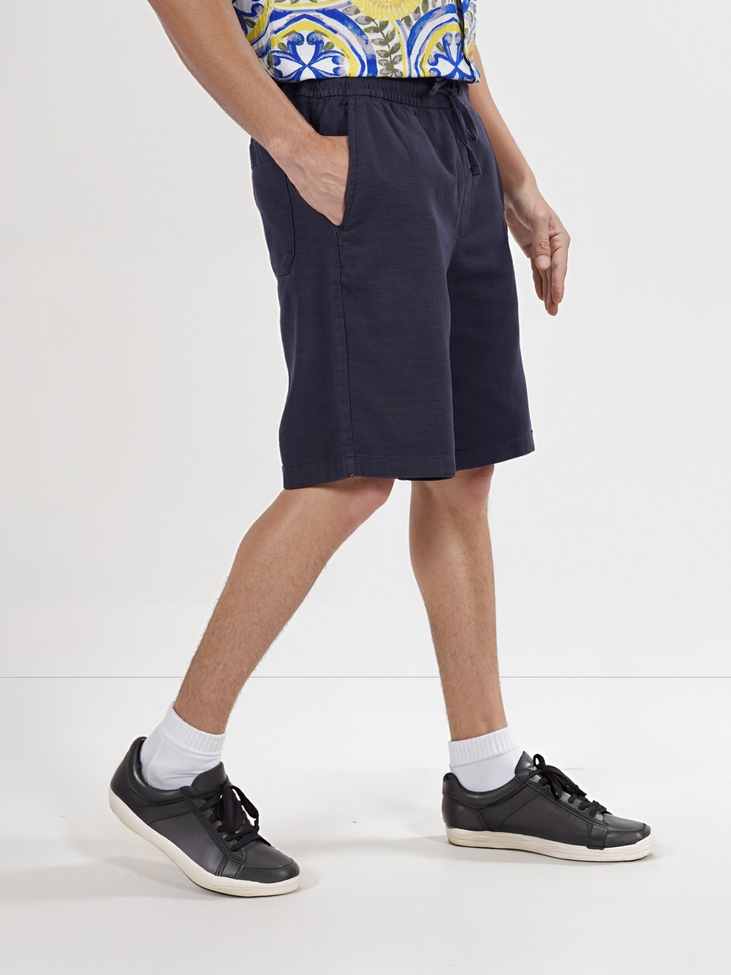 Celio* Cotton Regular Fit Navy Blue Bermuda