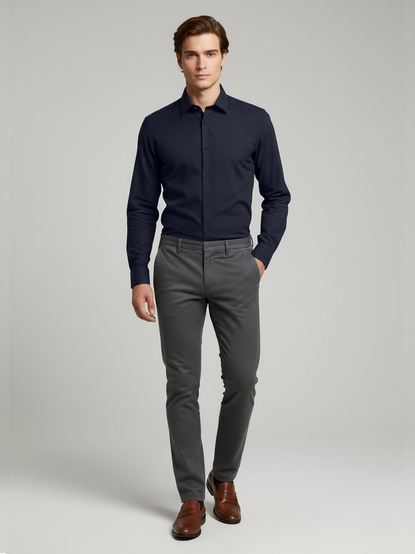 Celio* Men Blue Solid Regular Fit Cotton Shirts