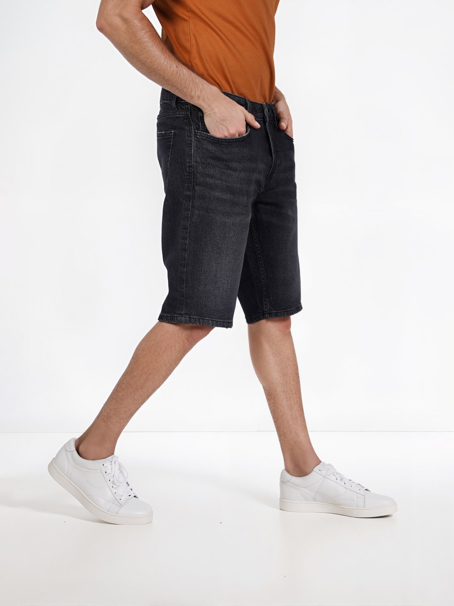 Celio* Cotton Regular Fit Black Bermuda