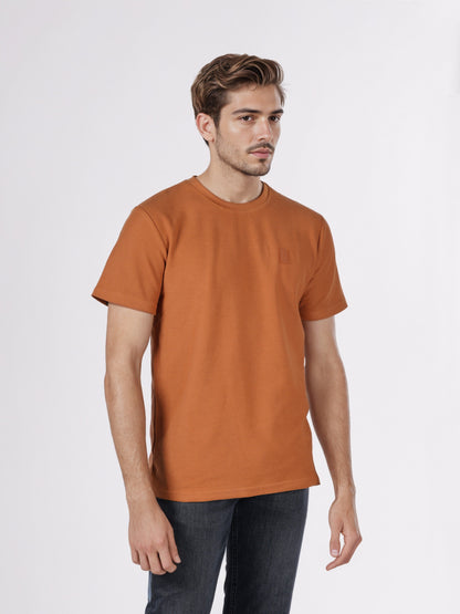 Celio* Men Brown Solid Regular Fit Cotton T-Shirts