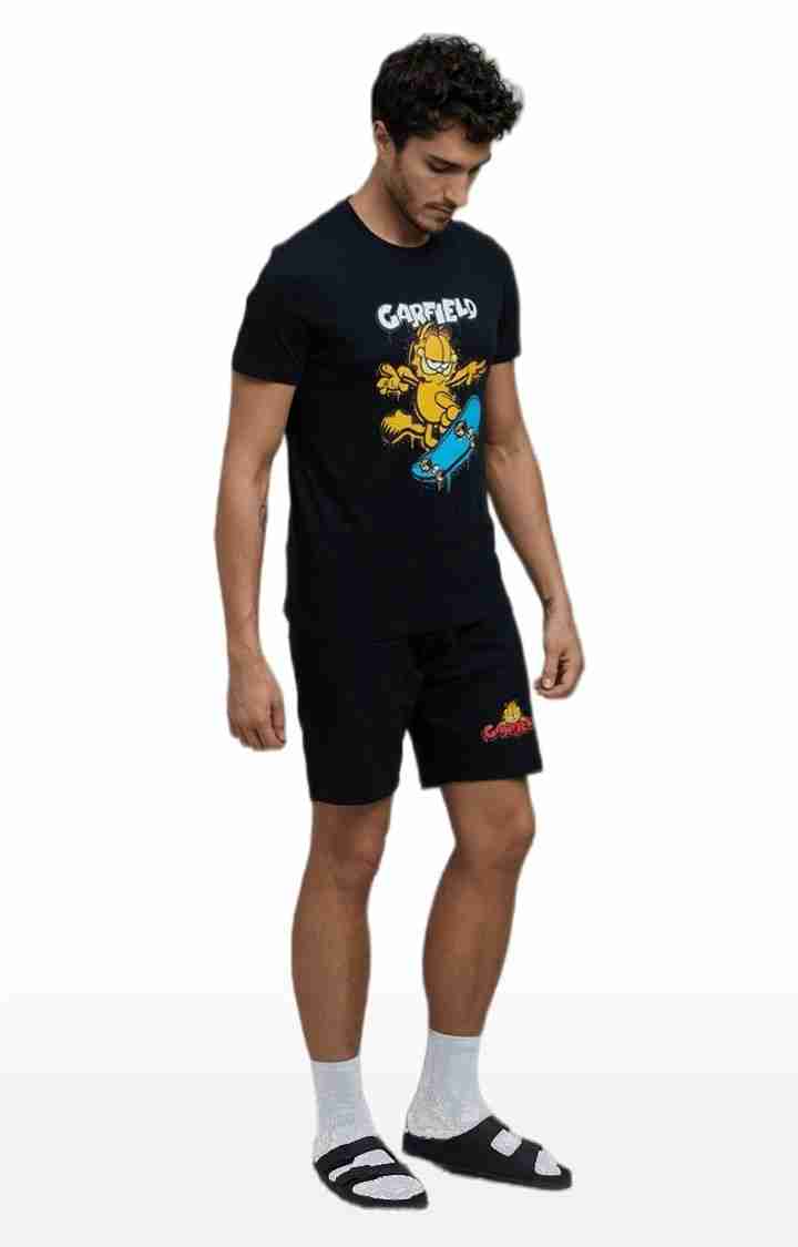 Garfield - Black Printed Cotton Shorts