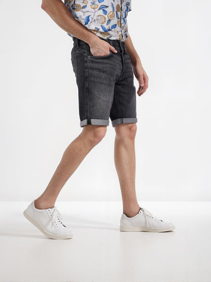 Celio* Cotton-Blend Regular Fit Black Bermuda