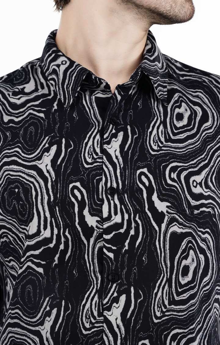 Celio* Printed Regular Fit Viscose Black Shirt