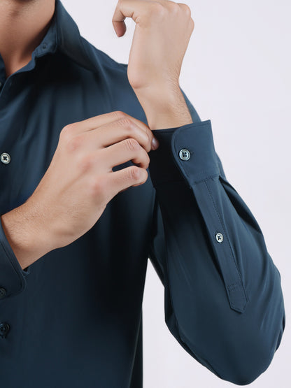 Celio* Men Navy Blue Solid Slim Fit Nylon Shirts