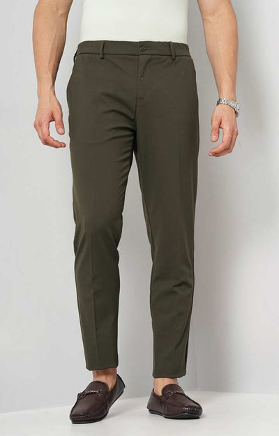 Celio* Poly-Blend Regular Fit Dark Olive Trouser