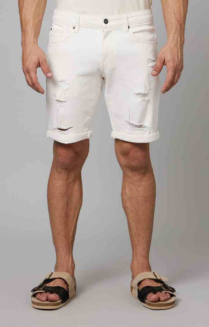 White Regular Fit Shorts