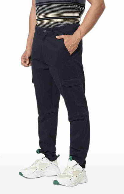 Navy Blue Tapered Fit Cargos