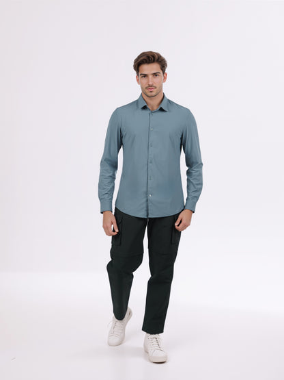Celio* Men Blue Solid Slim Fit Nylon Shirts