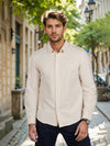 Celio* Solid Regular Fit Cotton Beige Shirt