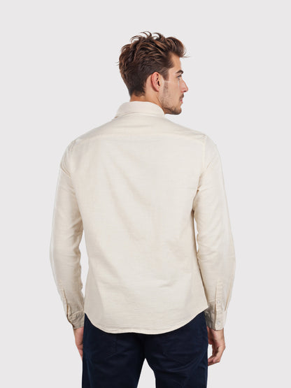 Celio* Solid Regular Fit Cotton Beige Shirt
