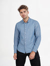 Celio* Solid Regular Fit Cotton Blue Shirt
