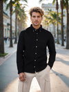 Celio* Solid Regular Fit Cotton Black Shirts