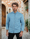 Celio* Solid Regular Fit Cotton Blue Shirts