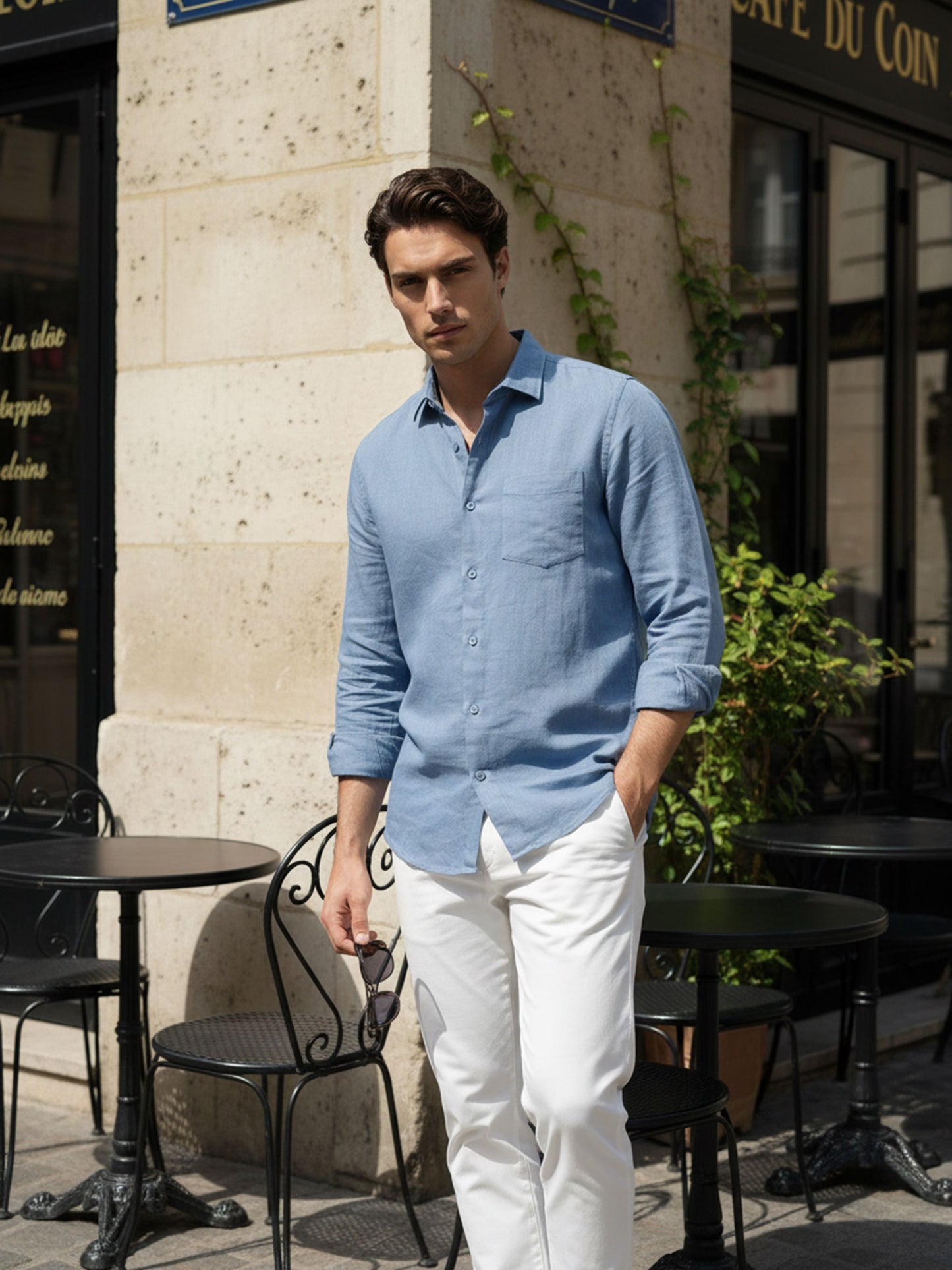 Celio* Men Blue Solid Regular Fit Cotton Shirts