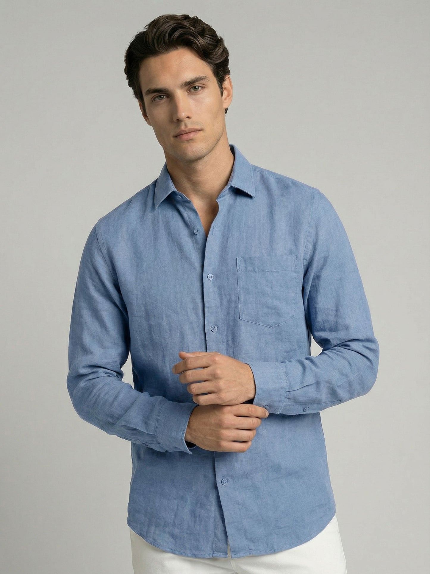 Celio* Men Blue Solid Regular Fit Cotton Shirts