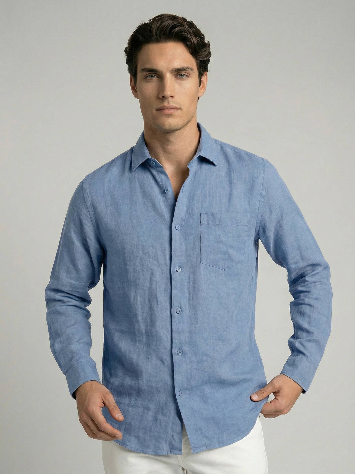 Celio* Men Blue Solid Regular Fit Cotton Shirts