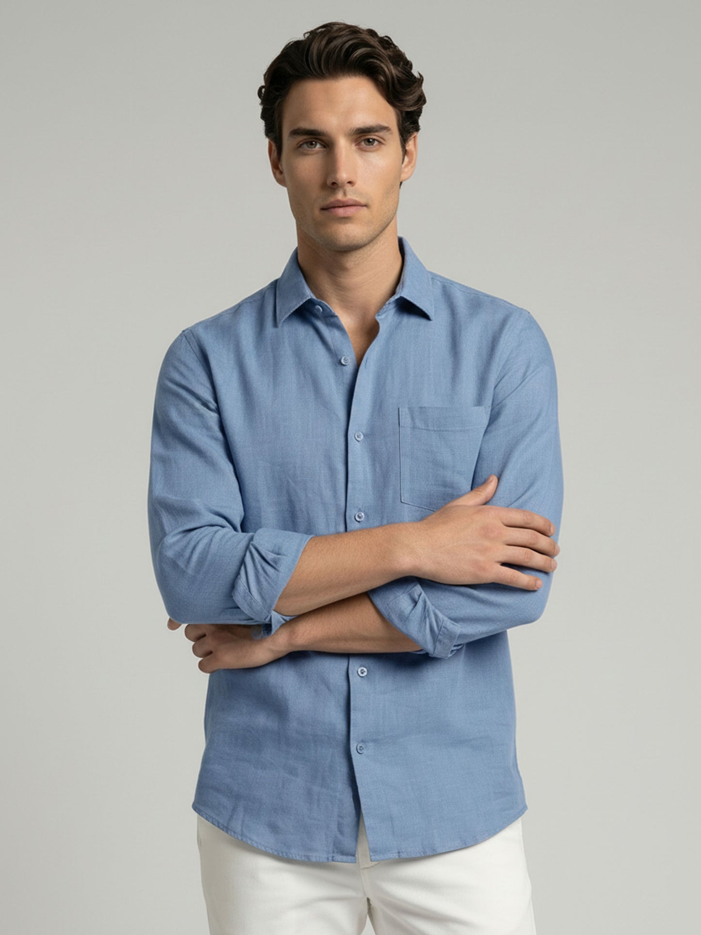 Celio* Men Blue Solid Regular Fit Cotton Shirts