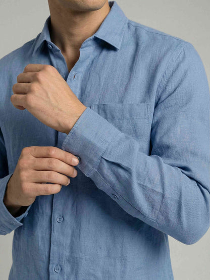 Celio* Men Blue Solid Regular Fit Cotton Shirts