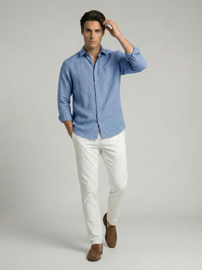 Celio* Men Blue Solid Regular Fit Cotton Shirts