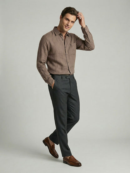 Celio* Men Brown Solid Regular Fit Cotton Shirts