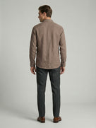 Celio* Men Regular Fit 100% Linen Brown Solid Shirt