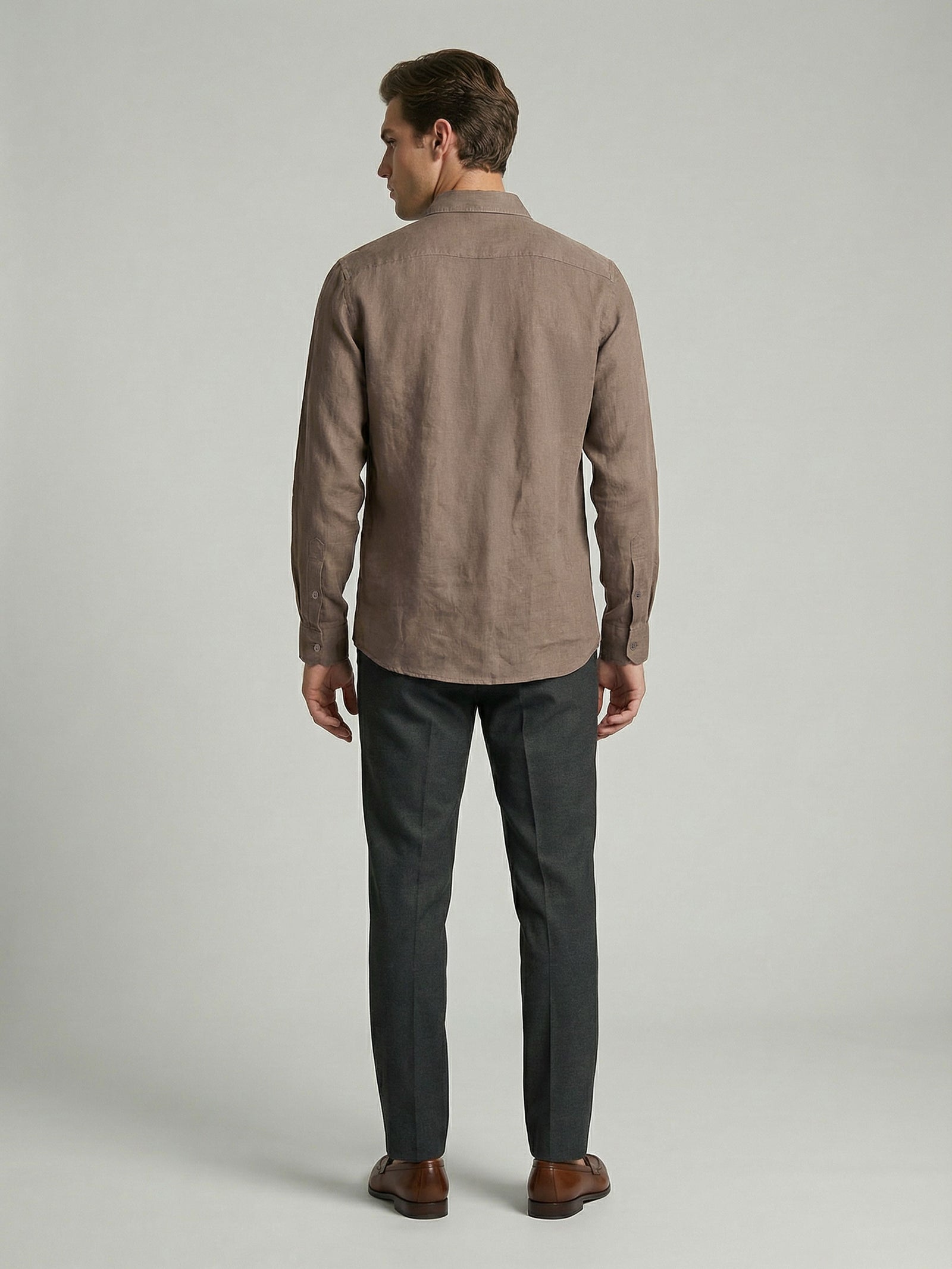 Celio* Men Regular Fit 100% Linen Brown Solid Shirt