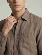 Celio* Men Regular Fit 100% Linen Brown Solid Shirt