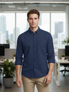 Celio* Men Blue Solid Regular Fit Linen Shirts
