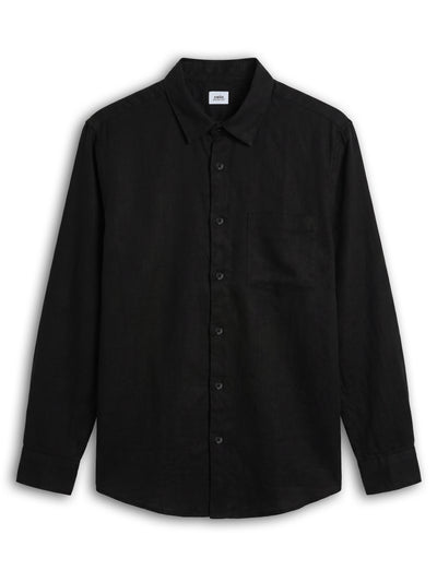 Celio Solid Regular Fit Linen Black Shirts