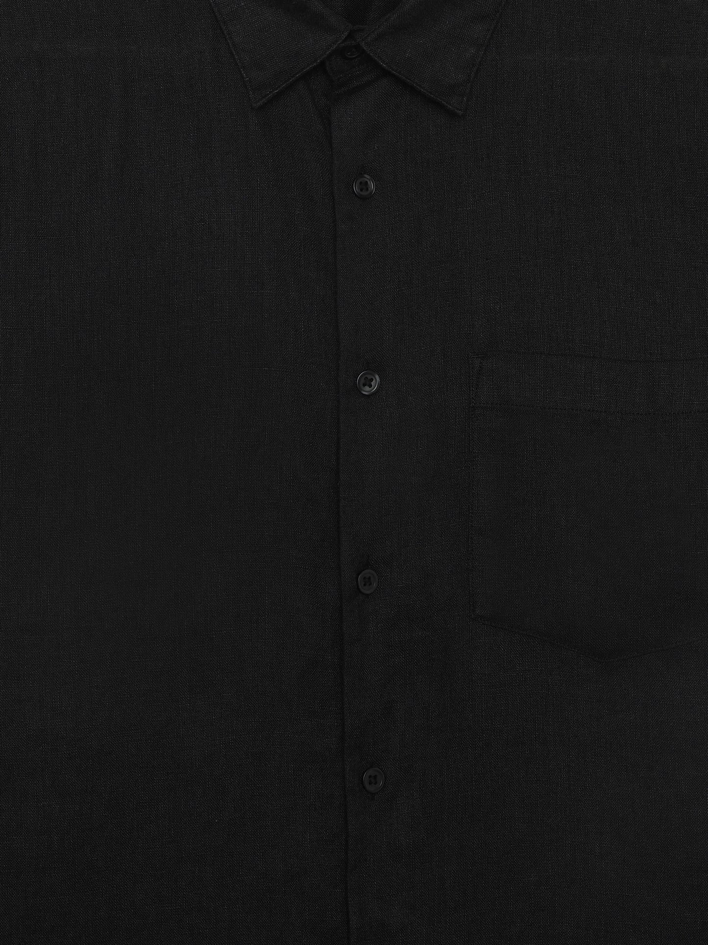 Celio Solid Regular Fit Linen Black Shirts