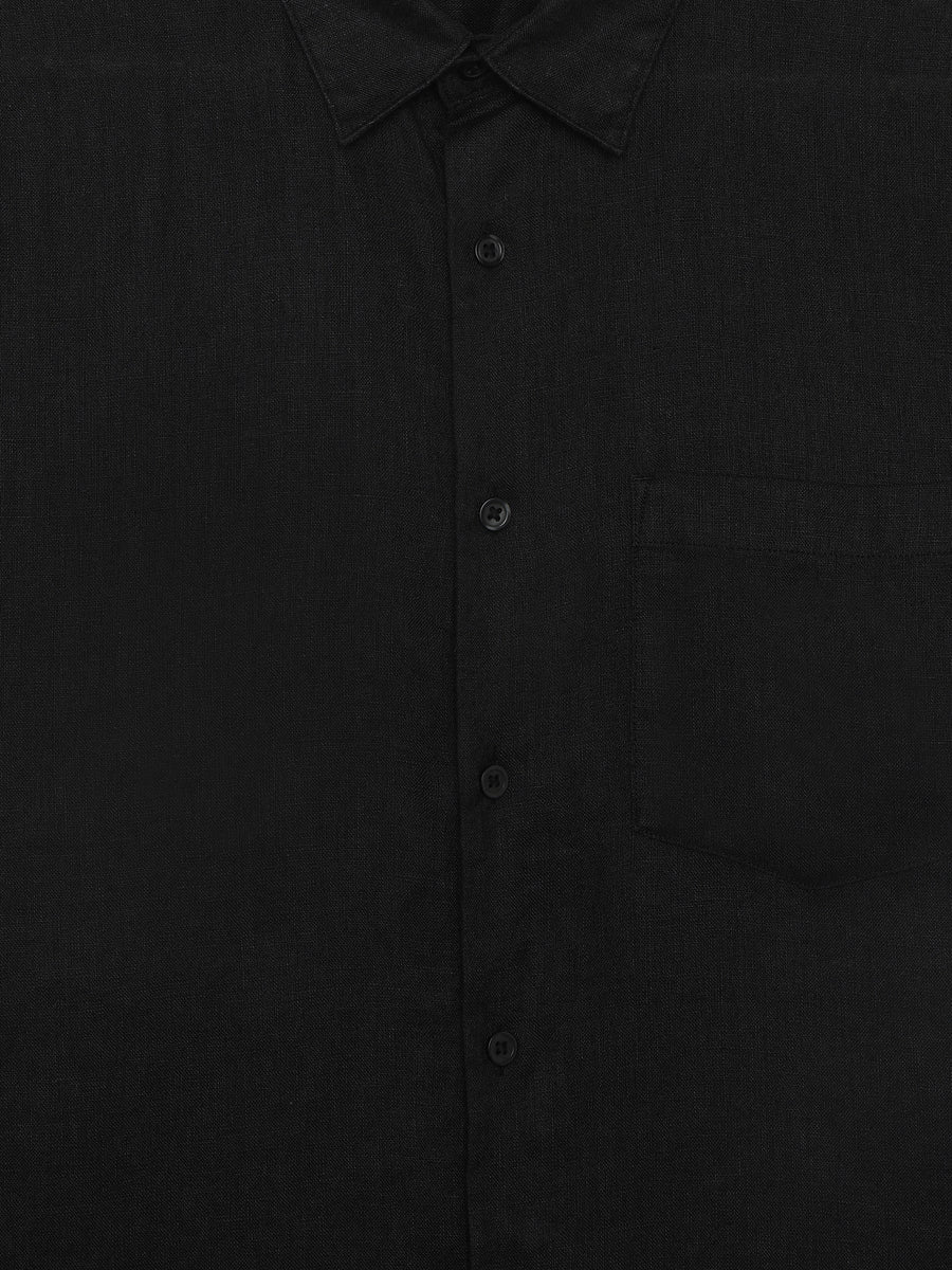 Celio* Men Black Regular Fit-100% Linen Shirt