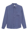 Regular Fit 100% Linen Spread Collar Shirt - Blue Dark