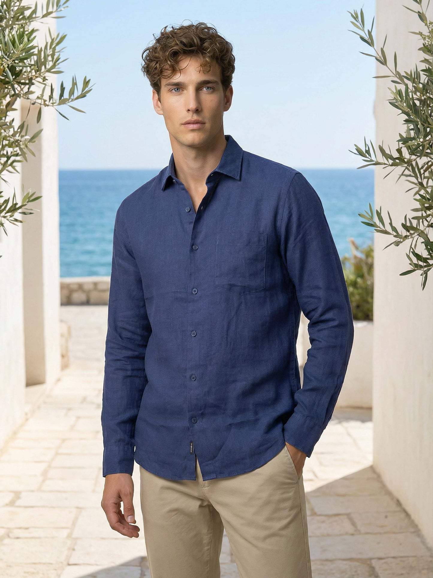 Celio* Men Blue Solid Regular Fit Cotton Shirts