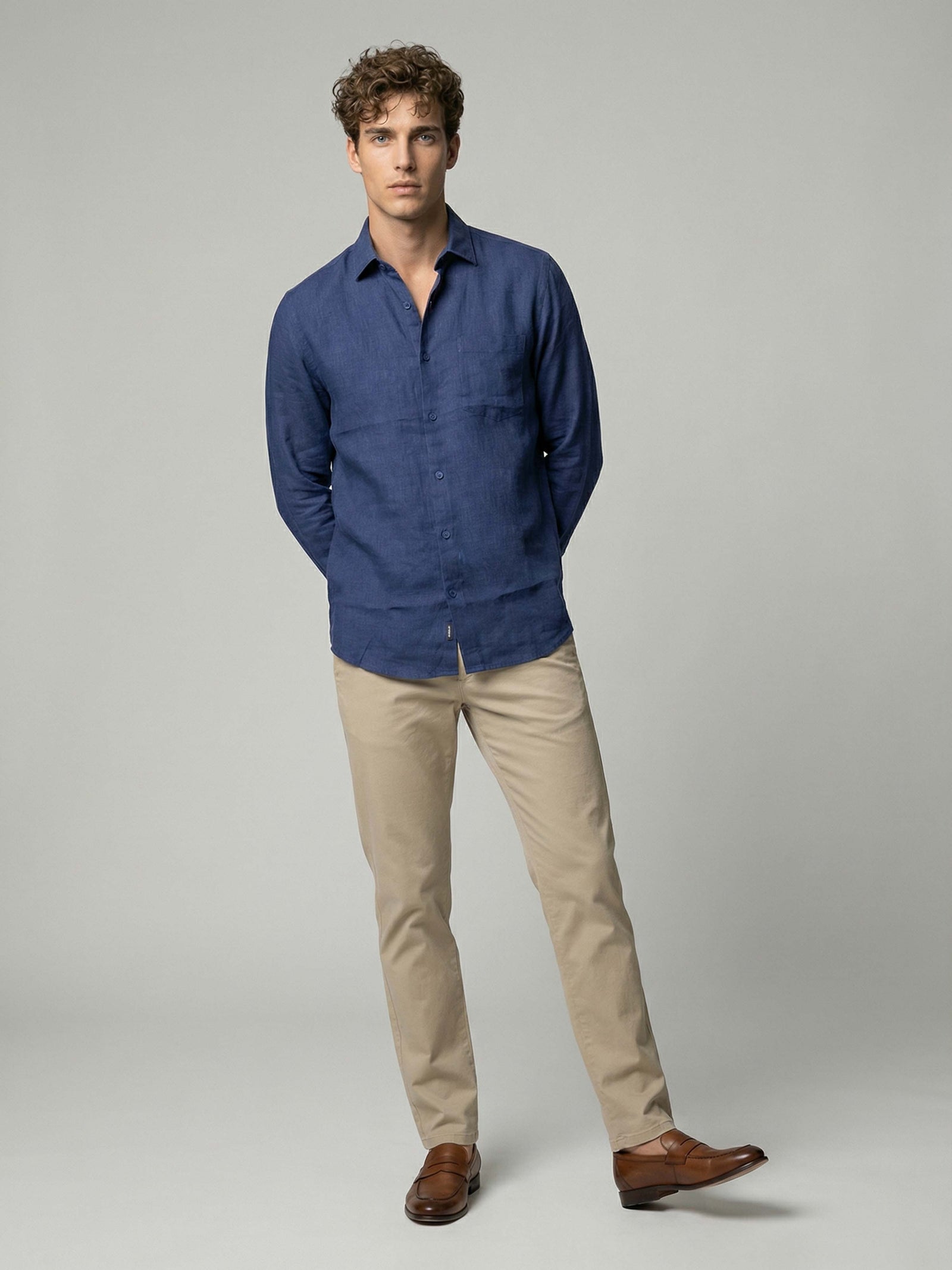 Celio* Solid Regular Fit Men Cotton Blue Shirts