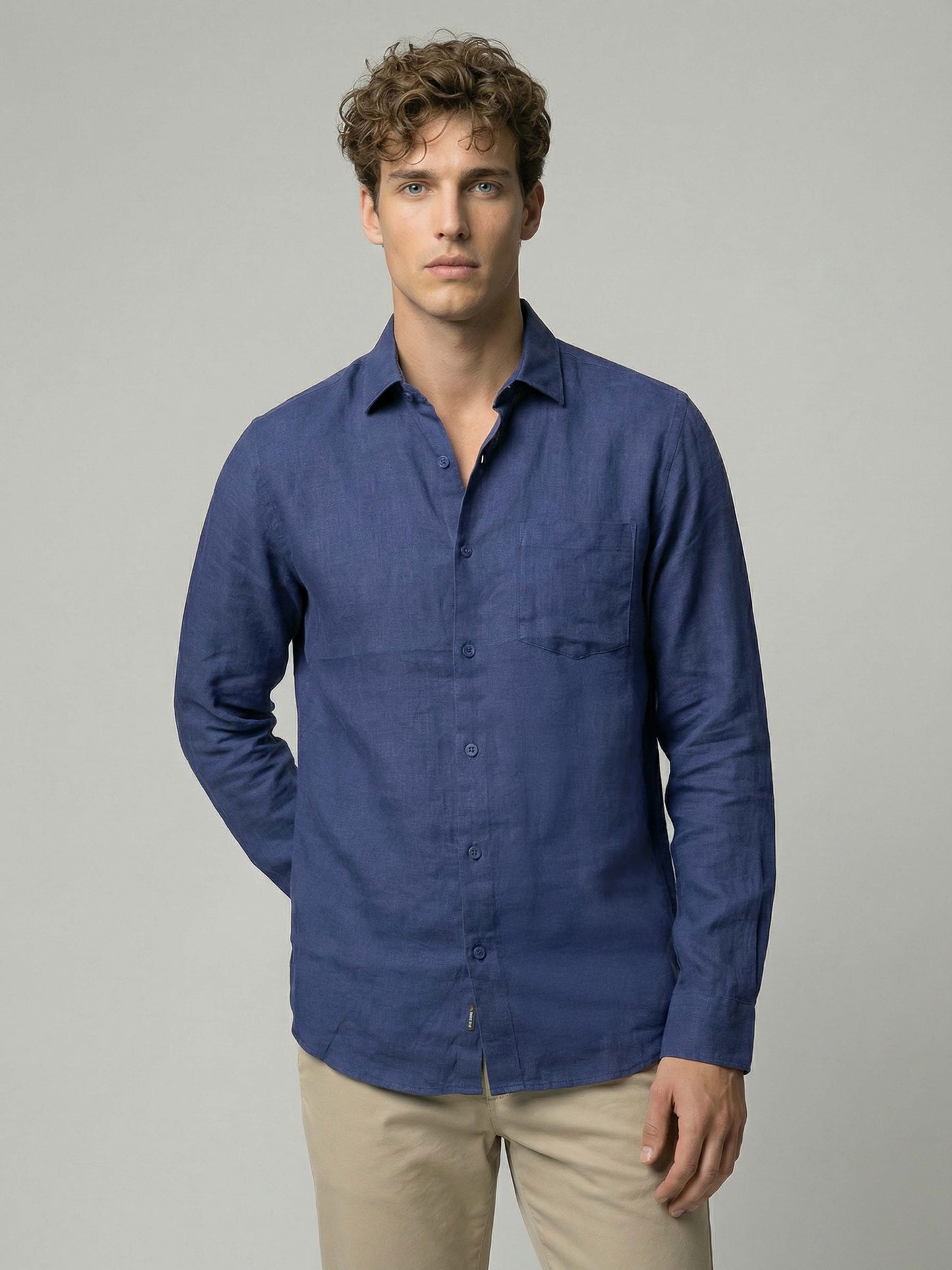 Celio* Men Blue Solid Regular Fit Cotton Shirts