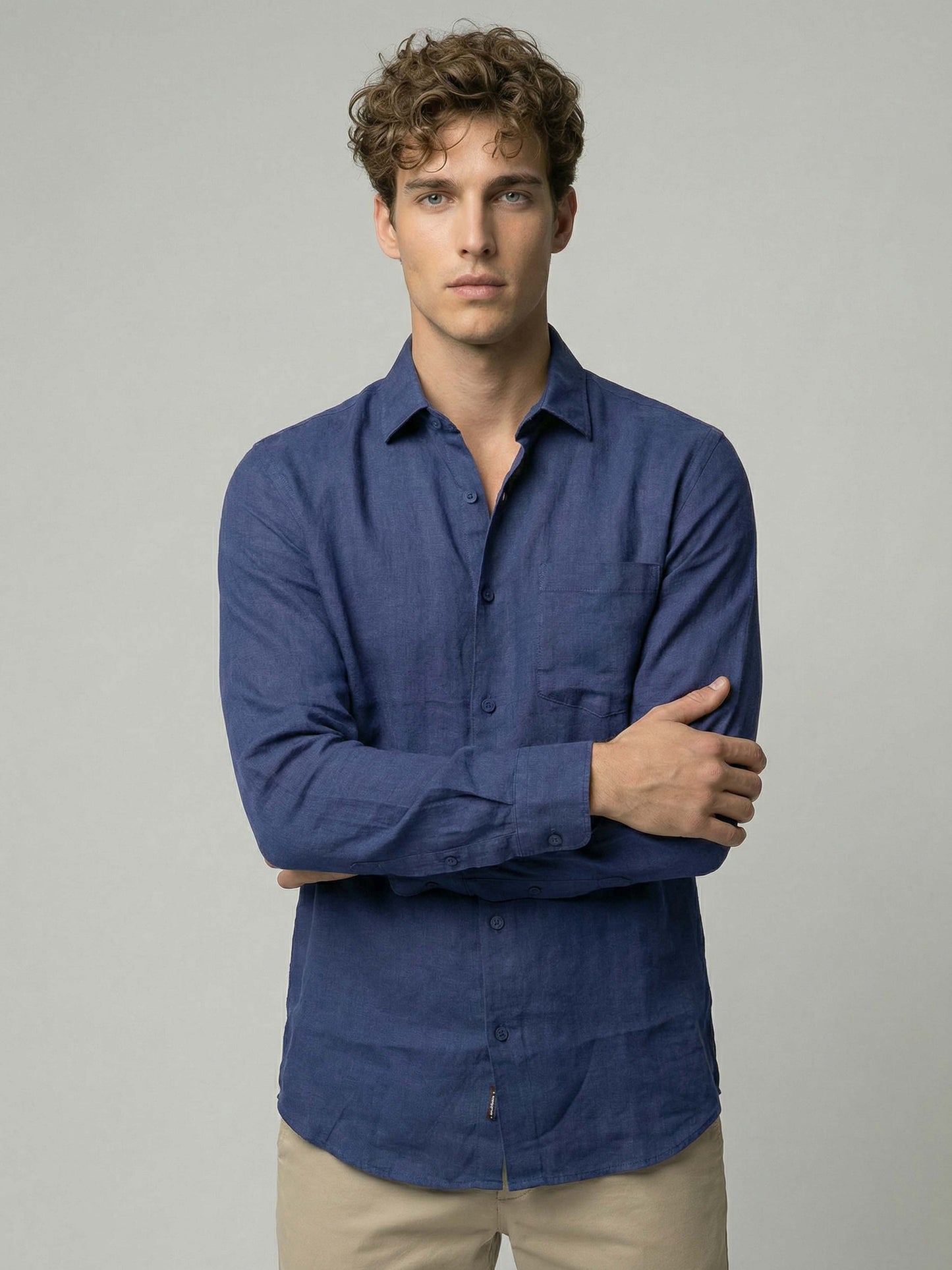 Celio* Men Blue Solid Regular Fit Cotton Shirts